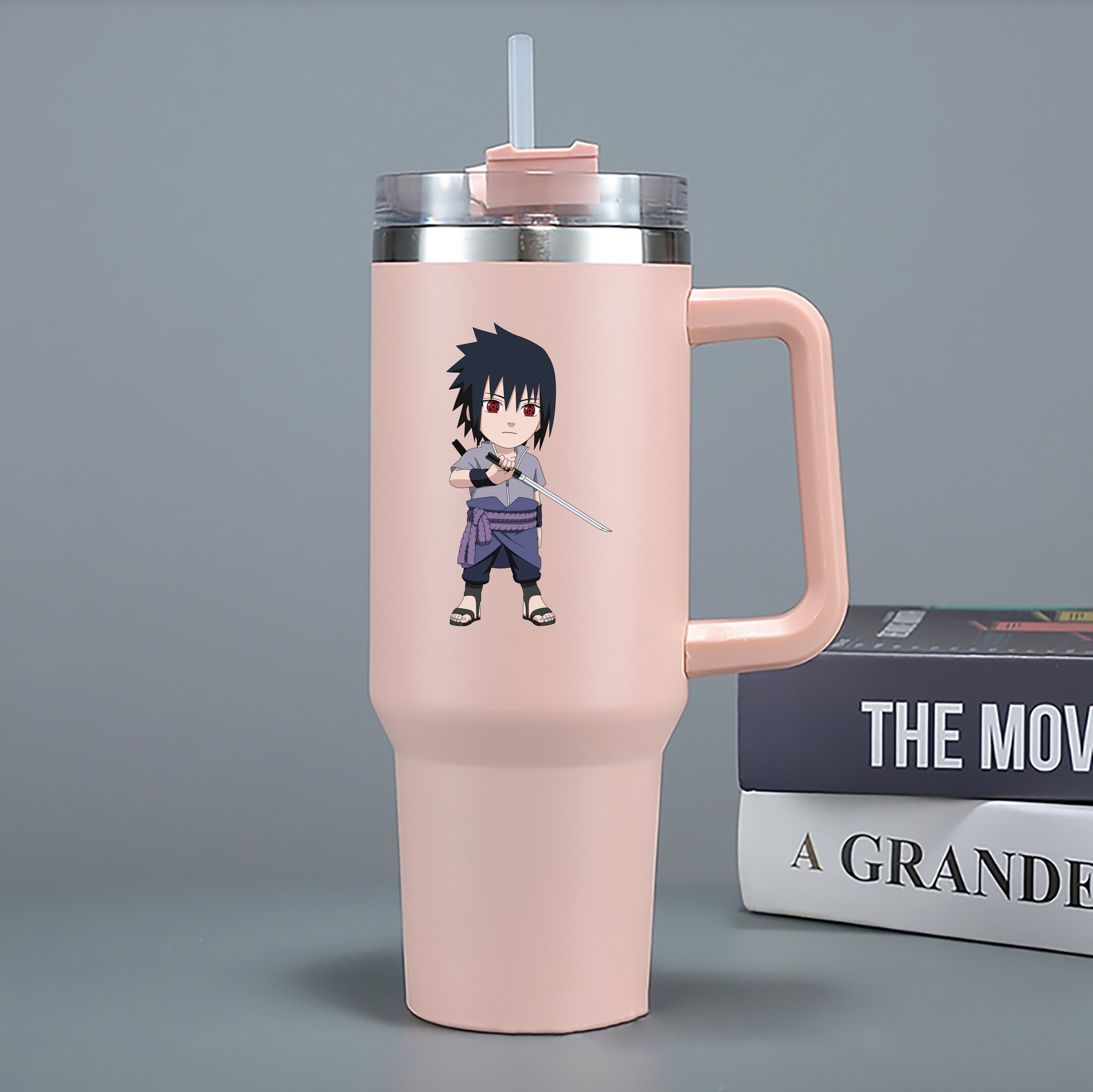 （画像用） NARUTO -ナルト- うちは サスケ Uchiha Sasuke 1200mL車用タンブラー - クリスタルステッカー（プラスチックストロー付き）